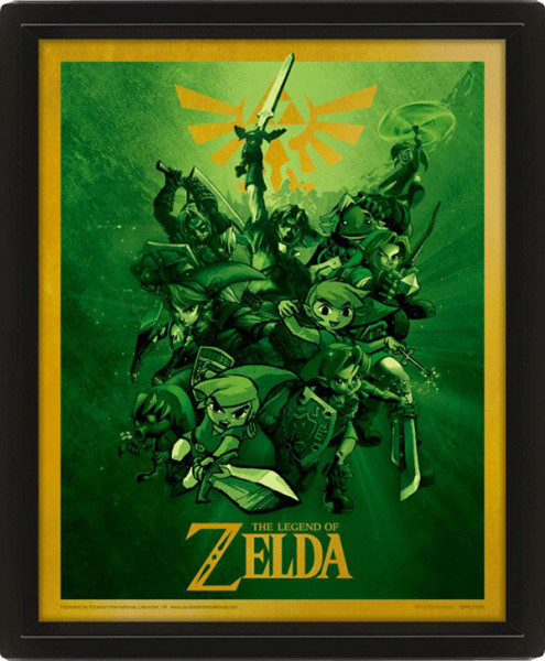 Legend of Zelda 3D-Effekt Poster Set im Rahmen Link 26 x 20 cm